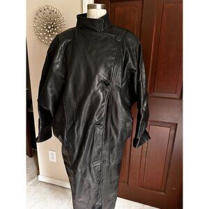 The Leather Warehouse ladies vintage black leather coat with removable lining sz